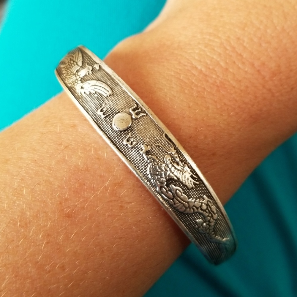 3/$25  Tibeten silver bangle bracelet dragon eagle